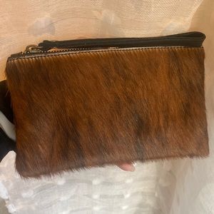 Genuine Italian Leather & Faux Fur Wristlet